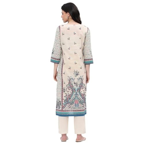 BIBA Women's 100% Cotton Regular Kurta (ASRTKT21749SS25BLU_Blue - Image 4
