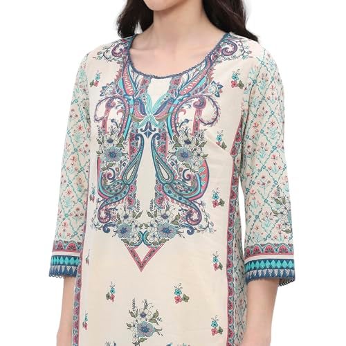 BIBA Women's 100% Cotton Regular Kurta (ASRTKT21749SS25BLU_Blue - Image 5