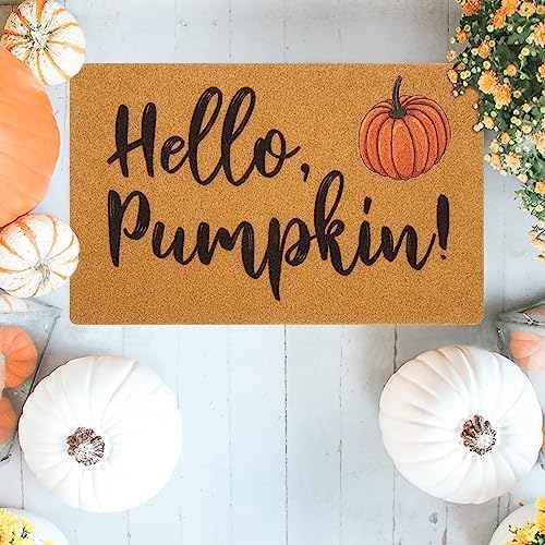 IZUS Hello-Pumpkin Welcome-Doormats - Non-Slip Coir Entrance-Mat Fall-Harvest-Festival Front-Door-Mat Porch-Rugs Home-Decor 17x29inch - Image 4