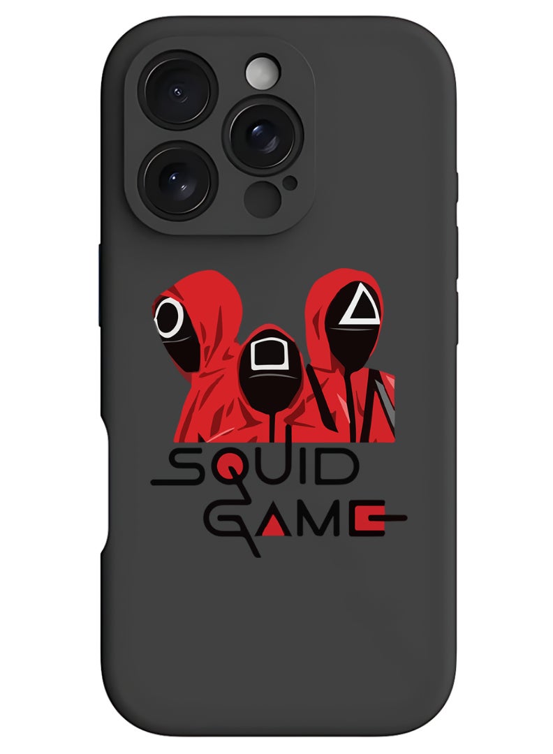 Theodor iPhone 16 Pro Black Protective Slim Fit Case Liquid Silicone Cover with Full Body Protection Anti-Scratch Shockproof Case For iPhone - Squid - Image 1