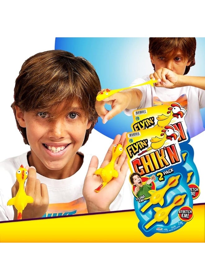 Ja-Ru JARU Flyin Chikn Rubber Chicken Slingshot 1 Pack 2 Units Flying Sling Shot Chicken Slinger Toy for Kids and Adults Easter Party Favors Stocking Stuffer Pack Fun Toys for Gift Bags 4261A - Image 2