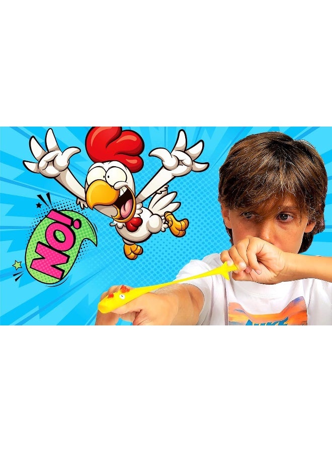 Ja-Ru JARU Flyin Chikn Rubber Chicken Slingshot 1 Pack 2 Units Flying Sling Shot Chicken Slinger Toy for Kids and Adults Easter Party Favors Stocking Stuffer Pack Fun Toys for Gift Bags 4261A - Image 3