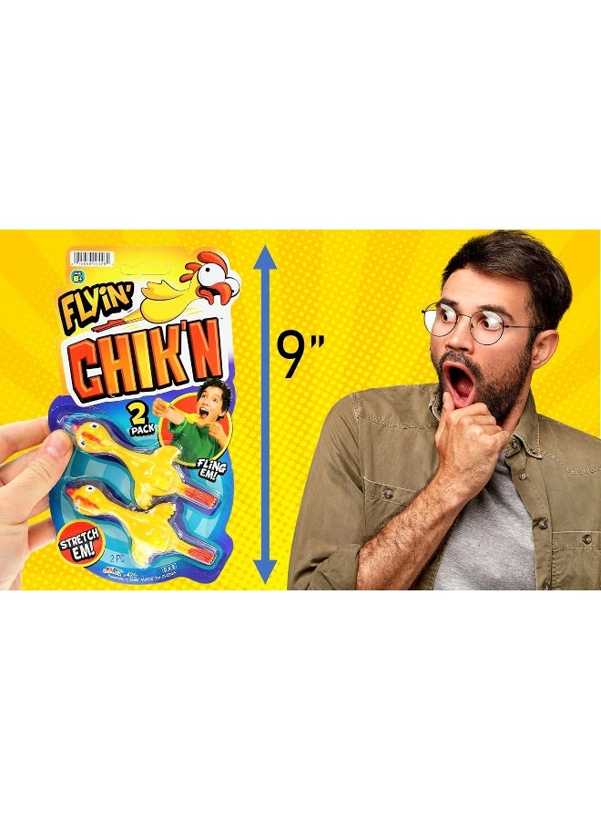 Ja-Ru JARU Flyin Chikn Rubber Chicken Slingshot 1 Pack 2 Units Flying Sling Shot Chicken Slinger Toy for Kids and Adults Easter Party Favors Stocking Stuffer Pack Fun Toys for Gift Bags 4261A - Image 4