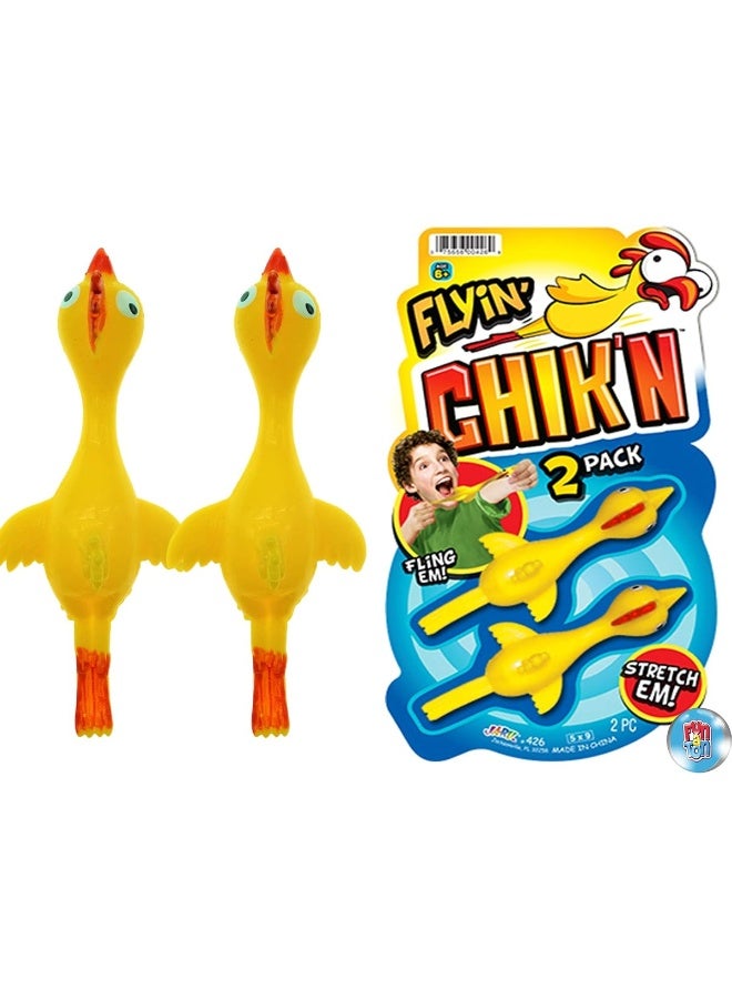 Ja-Ru JARU Flyin Chikn Rubber Chicken Slingshot 1 Pack 2 Units Flying Sling Shot Chicken Slinger Toy for Kids and Adults Easter Party Favors Stocking Stuffer Pack Fun Toys for Gift Bags 4261A - Image 5