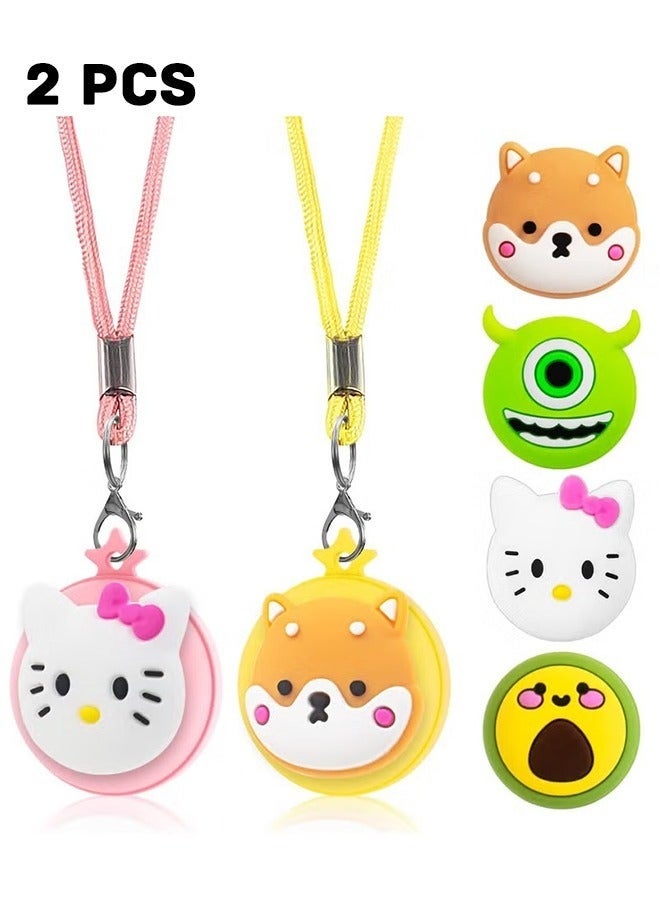 AirTag Necklace Kids, 2 Pack Holder for Apple Air Tag Toddler Silicone Hidden Case Convenient Than Wristband Bracelet Child AirTags Holder for Girls (Pink, Yellow), silicone