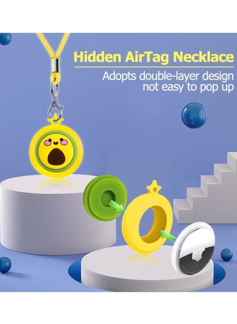 AirTag Necklace Kids, 2 Pack Holder for Apple Air Tag Toddler Silicone Hidden Case Convenient Than Wristband Bracelet Child AirTags Holder for Girls (Pink, Yellow), silicone - Image 5
