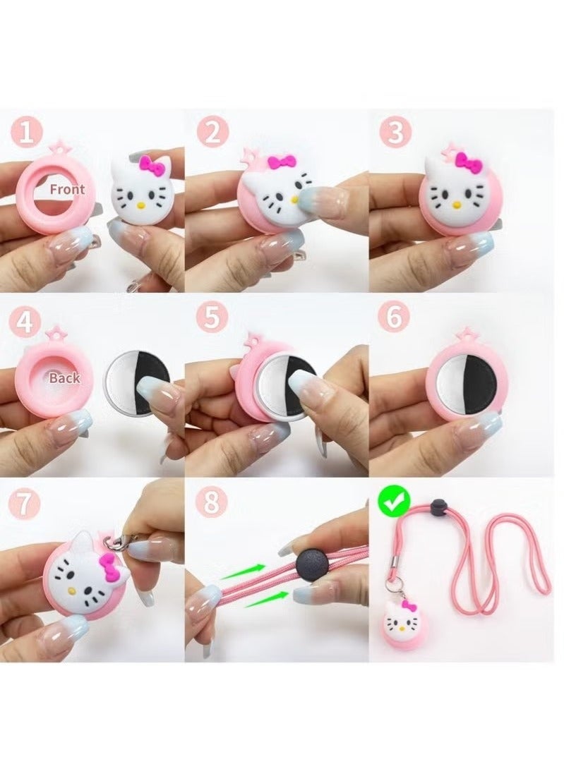 AirTag Necklace Kids, 2 Pack Holder for Apple Air Tag Toddler Silicone Hidden Case Convenient Than Wristband Bracelet Child AirTags Holder for Girls (Pink, Yellow), silicone - Image 4