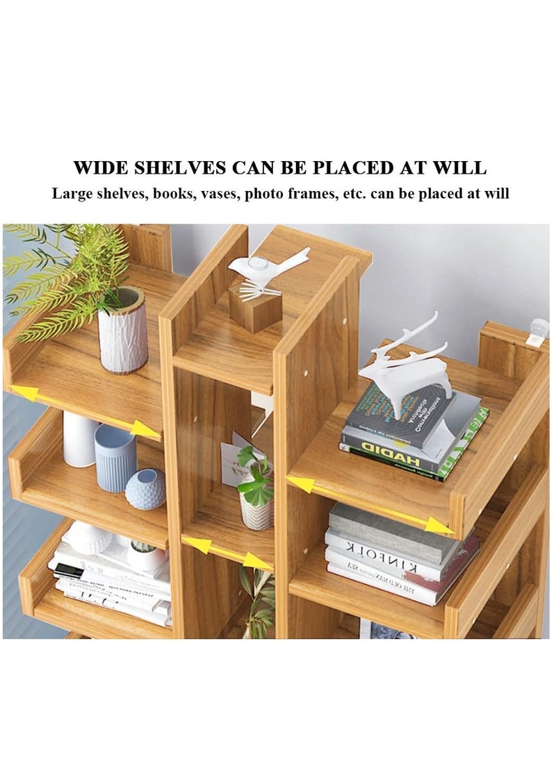 XiuWoo 10-Tier High-Capacity Free-Standing Wood Bookcase and Bookshelf Organizer, Home Office Storage Rack, Home Display Rack - Image 5