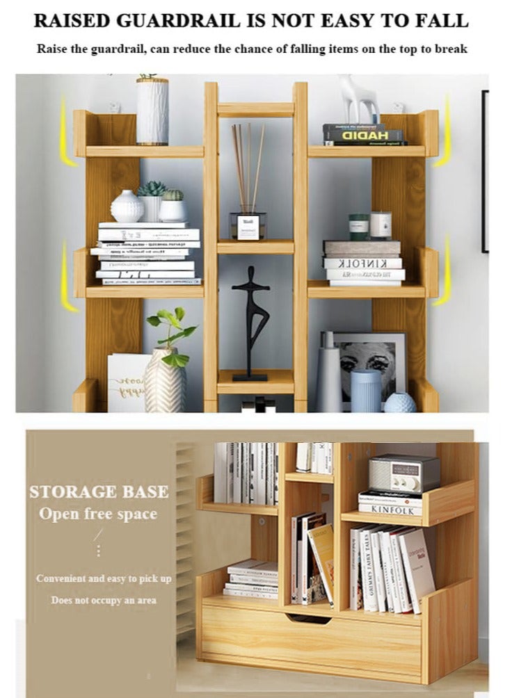 XiuWoo 10-Tier High-Capacity Free-Standing Wood Bookcase and Bookshelf Organizer, Home Office Storage Rack, Home Display Rack - Image 3