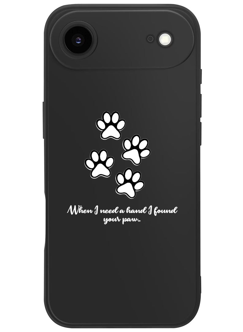 Theodor Protective Slim Fit Case Liquid Silicone Cover with Full Body Protection Anti-Scratch Shockproof Case For Apple iPhone 17 Air (Black) paw print - White - Image 1