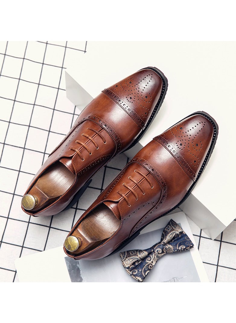 Loquat Men's Business Formal Leather Shoes Brown  - Image 3