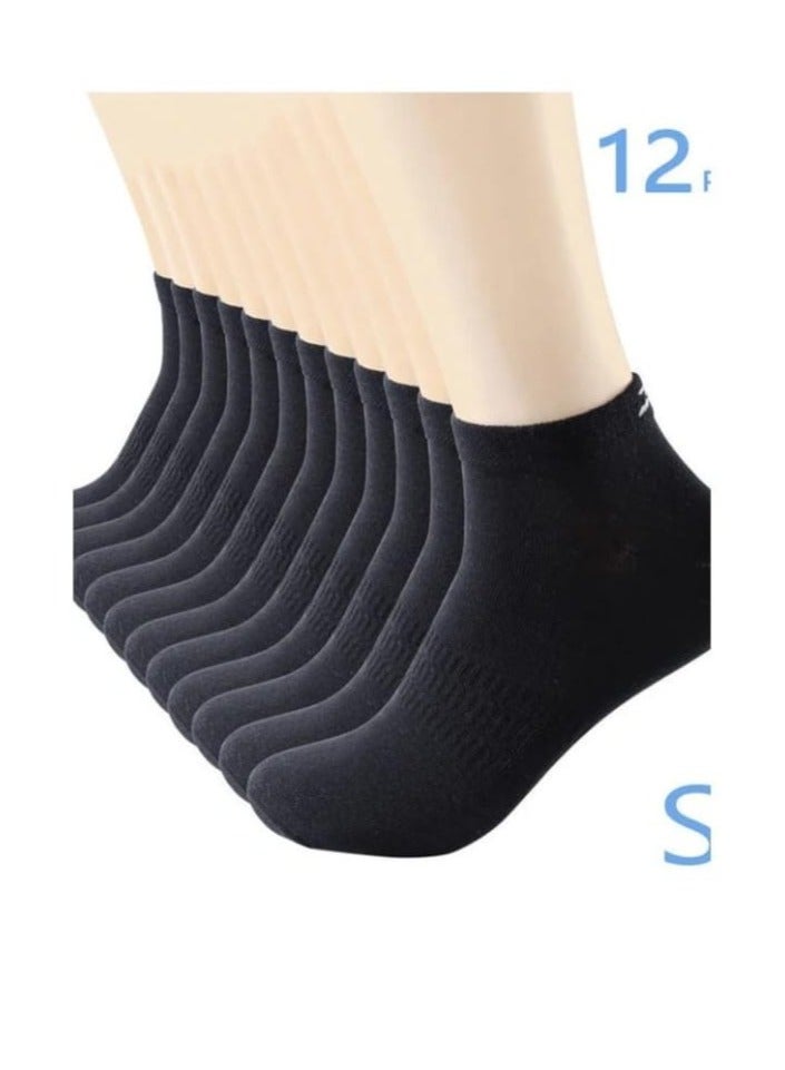 Pair Of 12 Unisex Low Cut Socks Black
