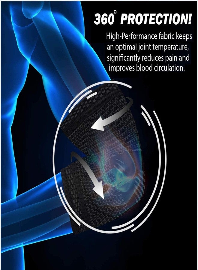 GymWar Nylon Elbow Support For Gym (1 Pair)-Elbow Brace For Men Women Workout|Elbow Compression Sleeves With Straps For Tendonitis Pain Relief, Tennis, Volleyball, Cricket-Elbow Band (Black) - Image 2