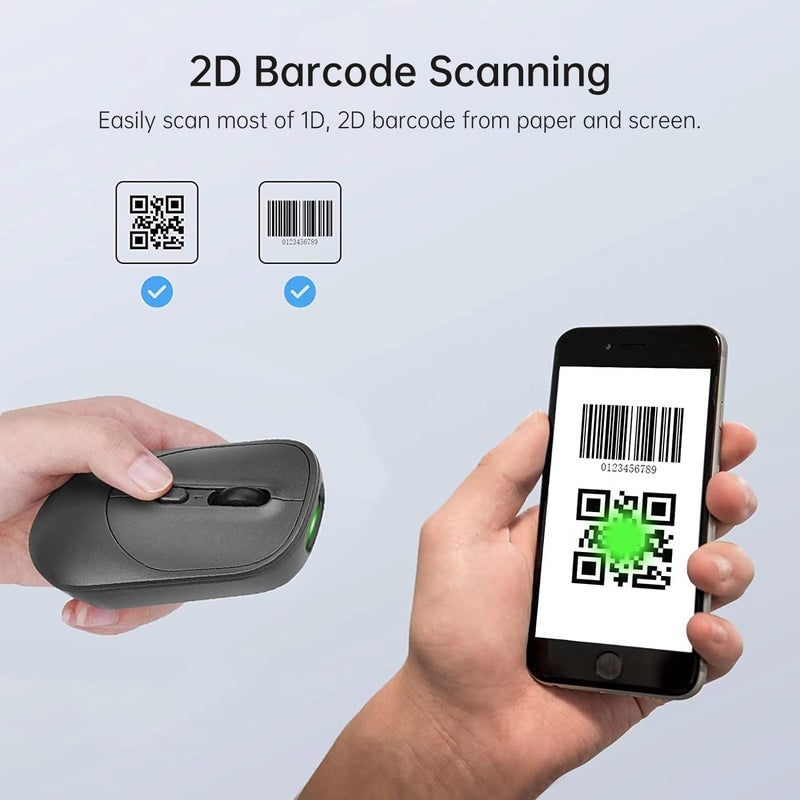 THARO New Wireless Mouse Barcode Scanner, 2-in-1 Design 2D Handheld Barcode Scanner with Wireless Mouse Functions for POS System,Store,Supermarket, Warehouse.(Black) - Image 3