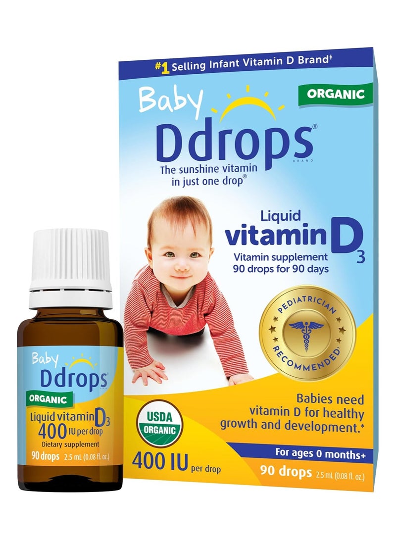 Ddrops Baby 400 Iu, Vitamin D, 90 Drops 2.5Ml (0.08 Fl. Oz)