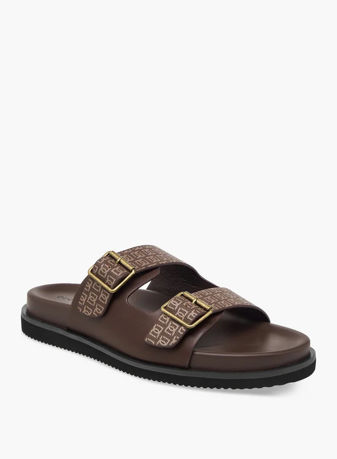 دوتشيني Men's Monogram Print Slip-On Comfort Sandals