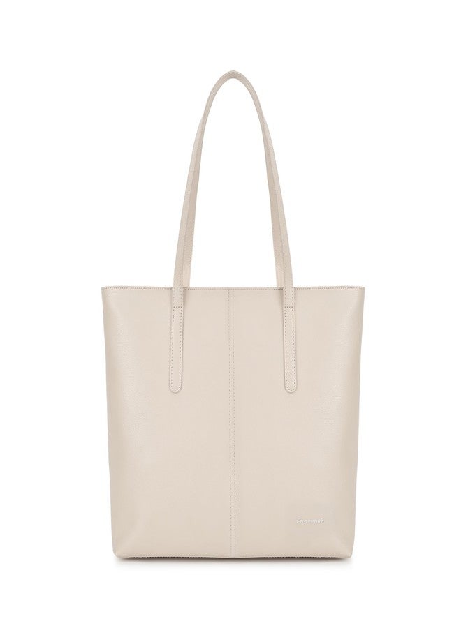 Fastrack Casual Tote Bag For Girls, Large Size With A Zipper Closure And Padded Laptop Compartment, Compatible With Laptops Up To 15 Inches, Double Handle Tote Bag, Beige - Image 1