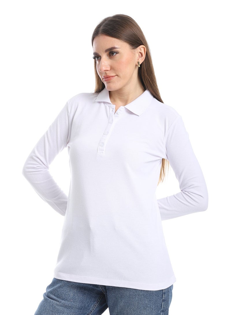 Andora Pique Patterned Polo Shirt_White - Image 2