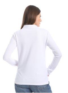 Andora Pique Patterned Polo Shirt_White  - Image 3