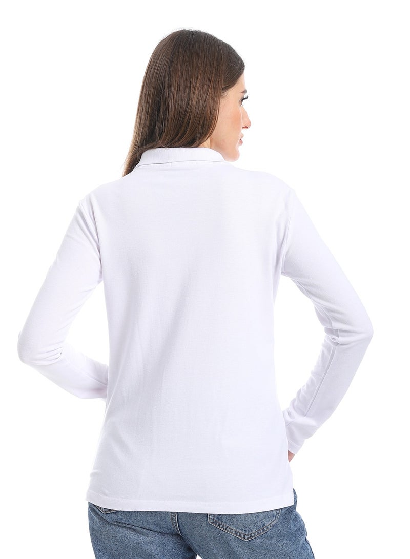 Andora Pique Patterned Polo Shirt_White - Image 3