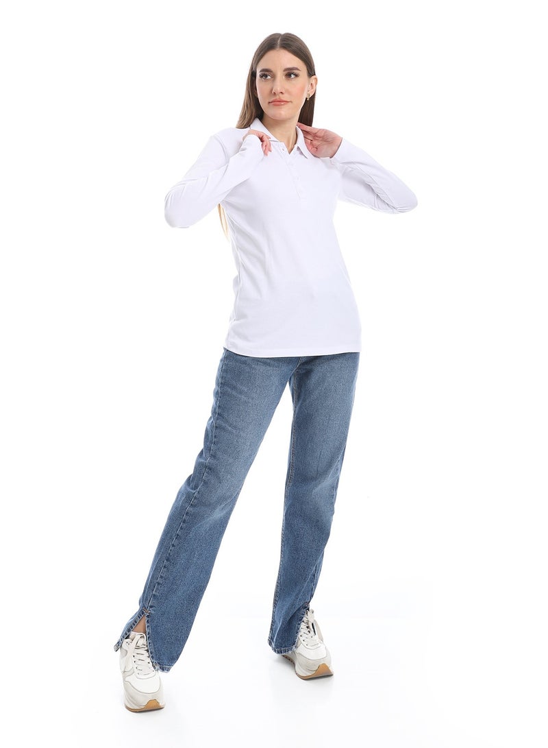 Andora Pique Patterned Polo Shirt_White - Image 5