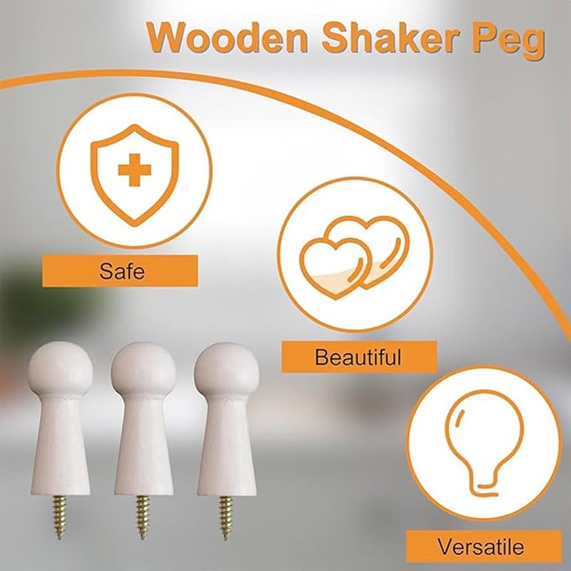 أوتاد خشبية بيضاء هزازة 80 مم 10 قطع مع مسامير لتعليق الملابس والقبعات والمناشف DIY - Image 5