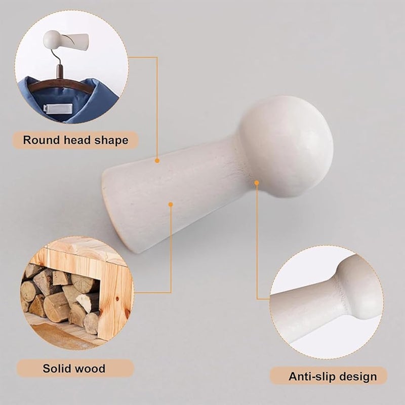 أوتاد خشبية بيضاء هزازة 80 مم 10 قطع مع مسامير لتعليق الملابس والقبعات والمناشف DIY - Image 4