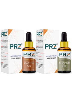 PRZ Combo of Cold Pressed Castor & Almond Carrier Oil 100% Pure l & Therapeutic Grade Oil for Aromatherapy Body Massage Skin Care & Hair Growth (15ML Each)  - Image 3