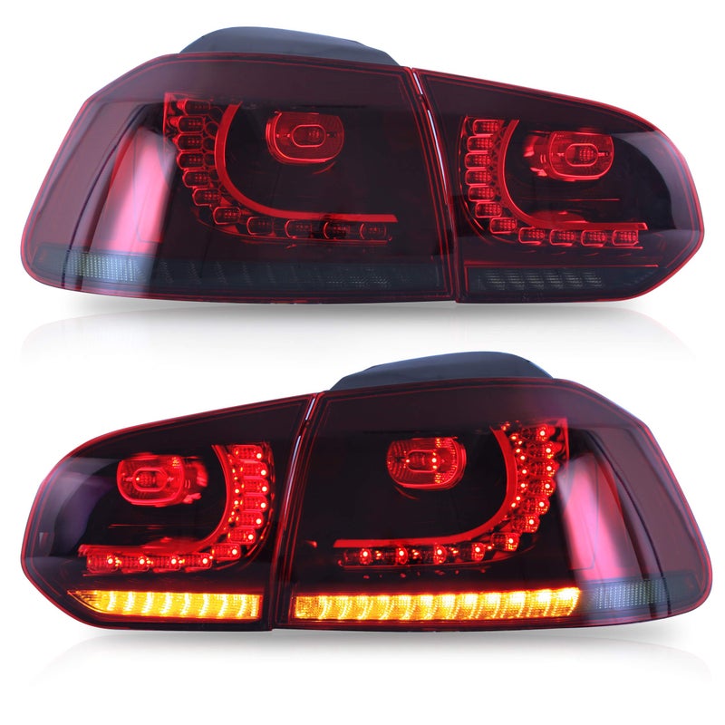 VLAND Tail lights Assembly Fit for Golf 6 20102014 Rear Lamps with DRL Back light wFog Lights  Sequential Turn Signal Red and Smoke