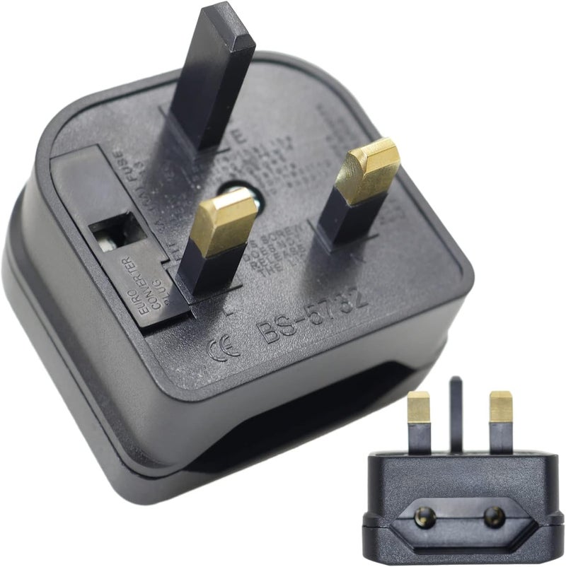 KASTWAVE Diverse application fit Black 2-Pin EU Socket to 3-Pin UK Plug Adaptor, European Type C/E/F Socket to Britain Type-G Plug Converter with 5A Fuse, Safe Power Adaptor for Travel, Hotel & Business Trip Elegant practical design - Image 1