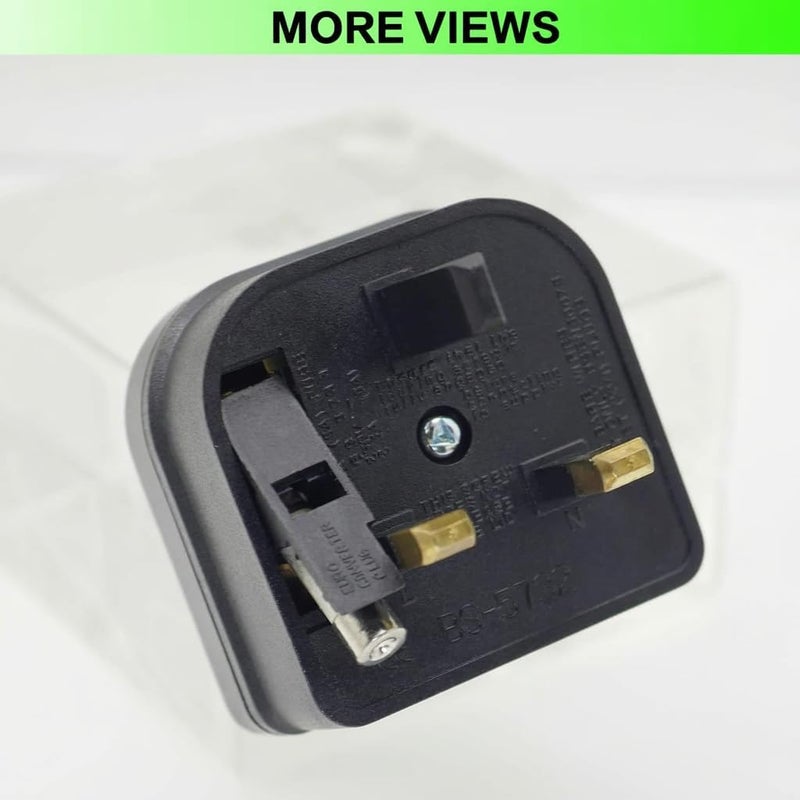 KASTWAVE Diverse application fit Black 2-Pin EU Socket to 3-Pin UK Plug Adaptor, European Type C/E/F Socket to Britain Type-G Plug Converter with 5A Fuse, Safe Power Adaptor for Travel, Hotel & Business Trip Elegant practical design - Image 3