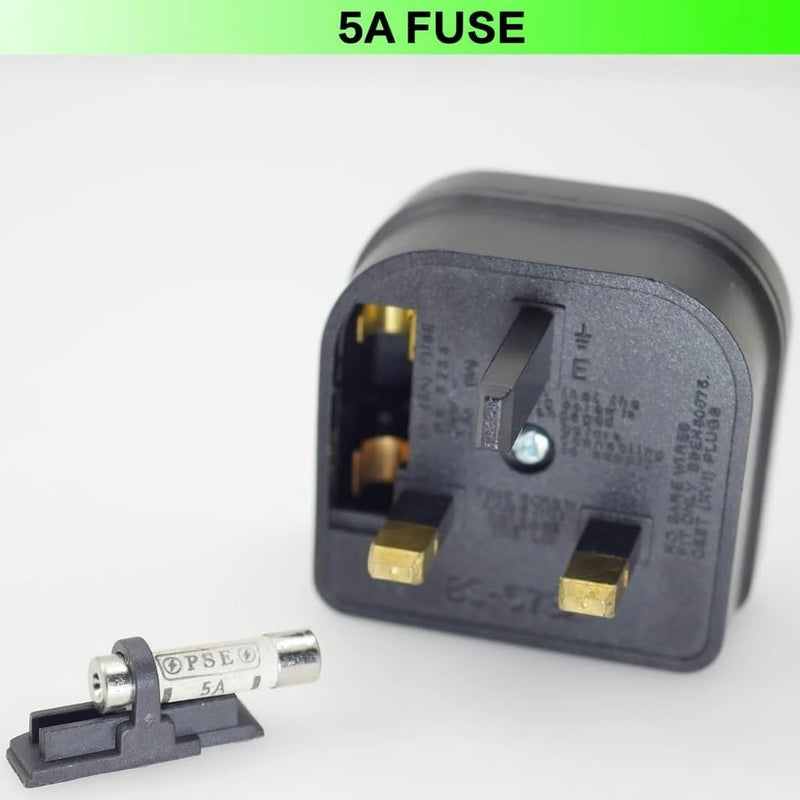 KASTWAVE Diverse application fit Black 2-Pin EU Socket to 3-Pin UK Plug Adaptor, European Type C/E/F Socket to Britain Type-G Plug Converter with 5A Fuse, Safe Power Adaptor for Travel, Hotel & Business Trip Elegant practical design - Image 2