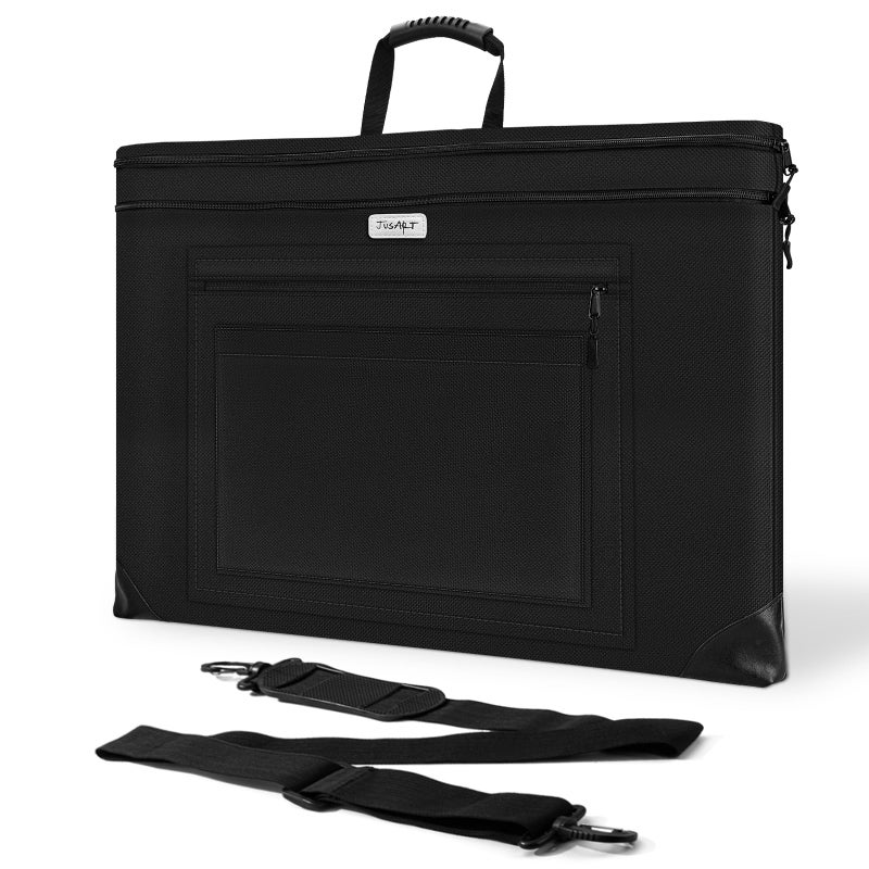 JusArt Art Portfolio Bag 20x26 Light Weight Portfolio Folder Case with Adjustable Shoulder Strap Leather Corners Waterproof Art Bag for Artists and Students for Artwork Poster Sketching Drawing