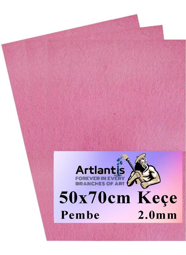 Artlantis Pink Felt 50 x 70 cm 2 0 mm 3 Pieces Colorful Hobby Felt Craft Felt  - Image 1