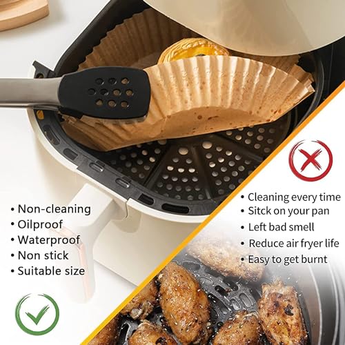TOGOO Air Fryer Paper Liners, 125PCS Non-stick Disposable Liners, Baking Paper for Air Fryer Oil-proof, Water-proof, Food Grade Parchment for Baking Roasting Microwave (8inch-Square) - Image 3