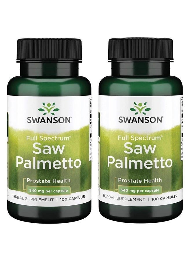 SWANSON Saw Palmetto Herbal Supplement Promoting Male Prostate Health Support  Urinary Health Support 540 mg 100 Capsules (2 Pack)