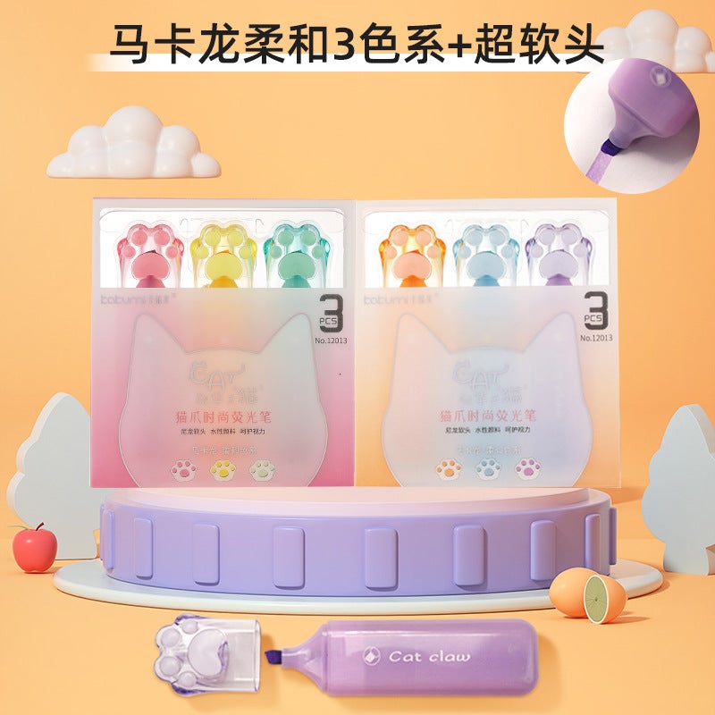 New Fashion Cat Claw Highlighter Diamond Head Super Soft Head Eye Color Hand Account Pen Student Key Color Marker Pen - Image 1
