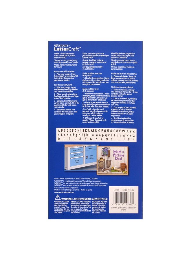 Westcott LetterCraft Stencil, Marker Font, 2-Inch Characters (SM2/15836),Multicolor - Image 3