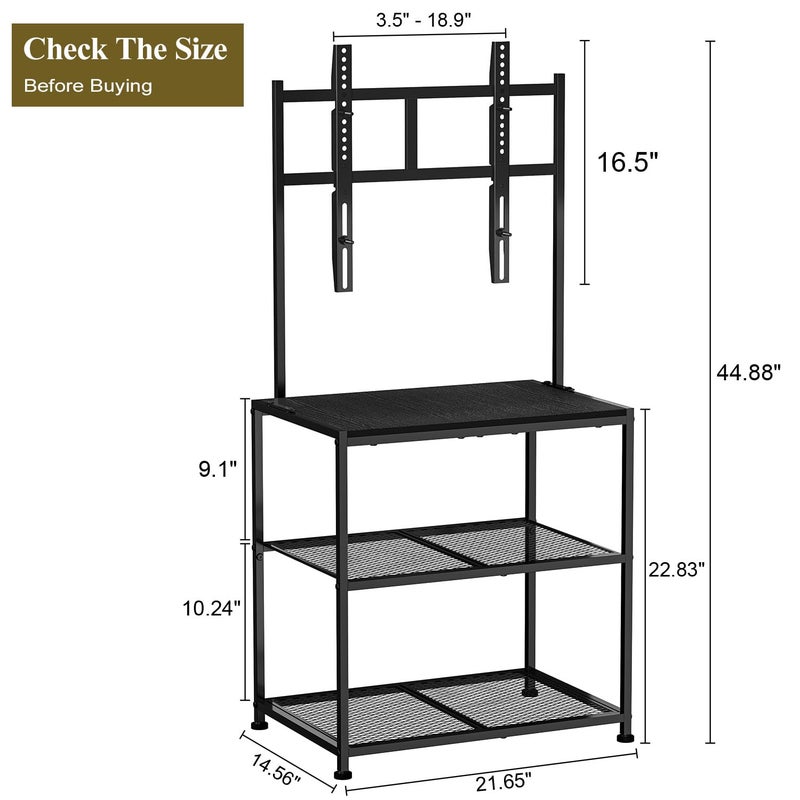 Cottage Charm 23 Inch to 50 Inch Floor Small Corner TV Stand with Storage Shelves for Living Room Bedroom, Universal Floor Television Stands with Mount, Farmhouse Black TV Table Desk Shelf for Small Spaces - Image 2