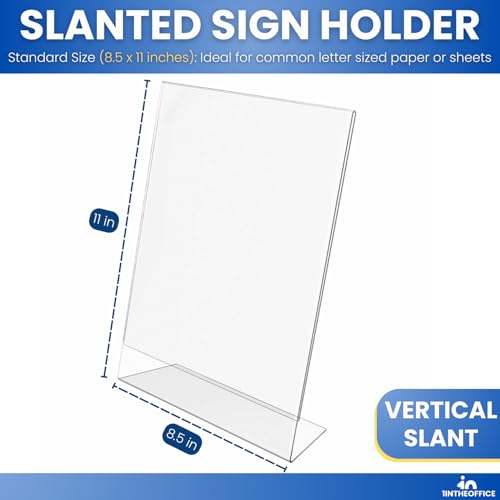 1InTheOffice Slanted Sign Holder 8.5 x 11"6 Pack" (Slanted Vertical) - Image 2