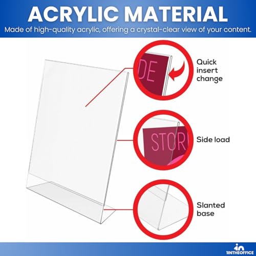 1InTheOffice Slanted Sign Holder 8.5 x 11"6 Pack" (Slanted Vertical) - Image 4