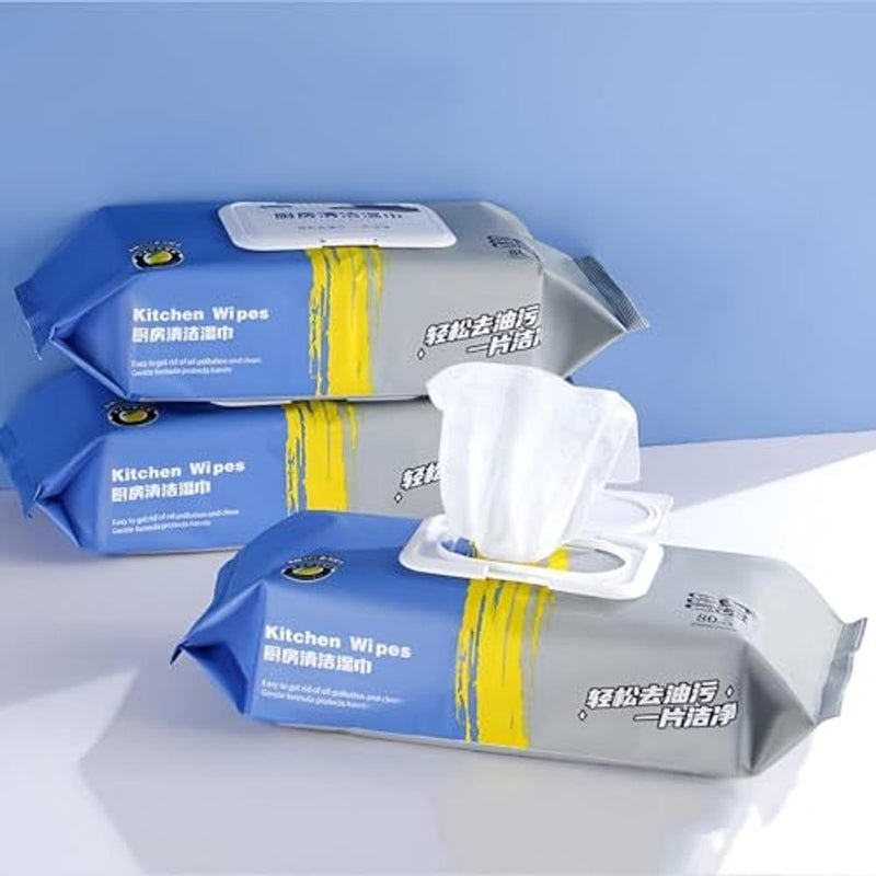 ALKAYAN Super soft wet kitchen wipes-gently deep cleaning for a shiny kitchen (3packet -240pcs) - Image 1