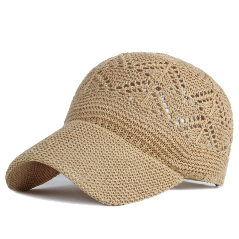 FASHIXD Knit Mesh Baseball Cap for Women Summer Yarn Trucker Hats Breathable Outdoor Hat (Khaki) - Image 1
