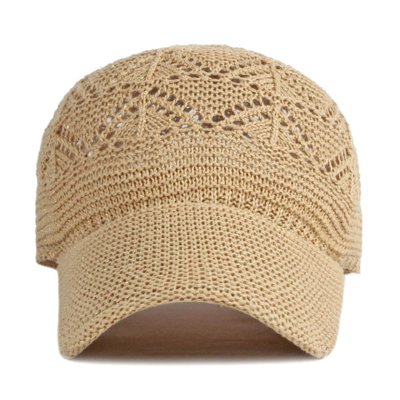 FASHIXD Knit Mesh Baseball Cap for Women Summer Yarn Trucker Hats Breathable Outdoor Hat (Khaki) - Image 2
