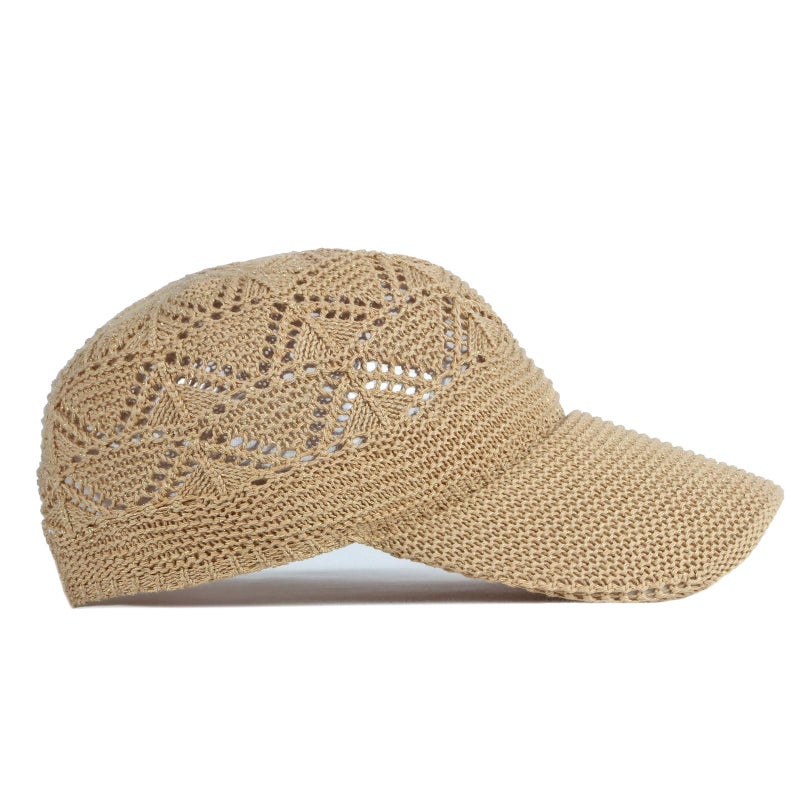 FASHIXD Knit Mesh Baseball Cap for Women Summer Yarn Trucker Hats Breathable Outdoor Hat (Khaki) - Image 3