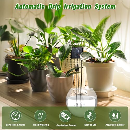 GROWBUDDY Automatic Plant Waterer Indoor Drip Irrigation System for Potted Plants Vacation Plant Self Watering Device Drip Timer Auto Watering for Housplants Garden Greenhouse 15 Pots Adjustable Dripper - Image 3