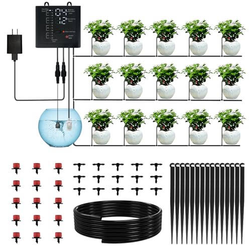 GROWBUDDY Automatic Plant Waterer Indoor Drip Irrigation System for Potted Plants Vacation Plant Self Watering Device Drip Timer Auto Watering for Housplants Garden Greenhouse 15 Pots Adjustable Dripper - Image 1