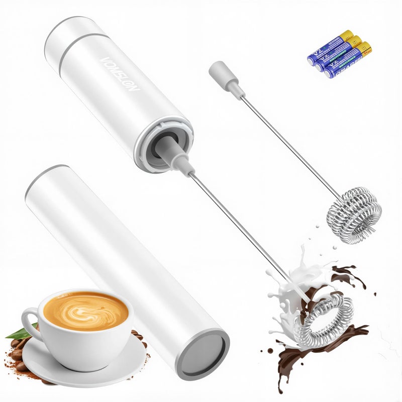 Electric Milk Frother HandheldTravel Coffee Drink Mixer Batteries Included 304 Stainless Steel Whisk for latte CappuccinoBulletproof Coffee Hot ChocolateEgg White