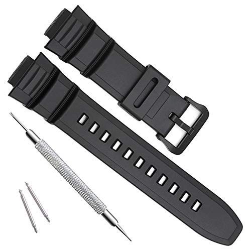 OliBoPo Waterproof Natural Resin Replacement Watch Band for Casio MCW-100H/W-S220/HDD-S100 (Matte Black) - Image 1