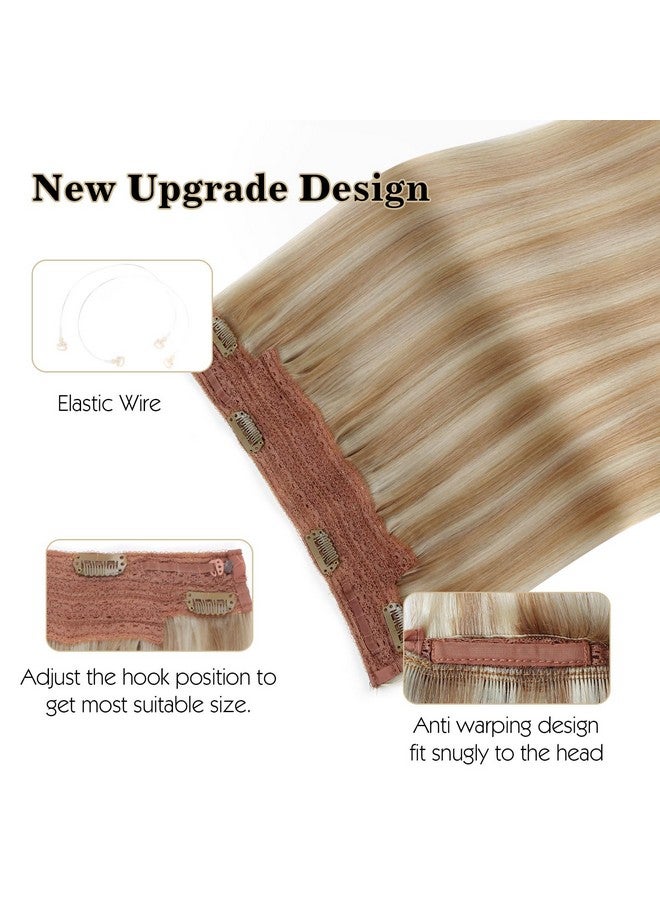 ساسينا وصلات شعر سلكية غير مرئية، شعر بشري حقيقي مع سلك شفاف، حجم قابل للتعديل، مشابك آمنة طبيعية مستقيمة، قطعة شعر سرية معجزة، تسليط الضوء على P860 18 بوصة 80 جرام - Image 3